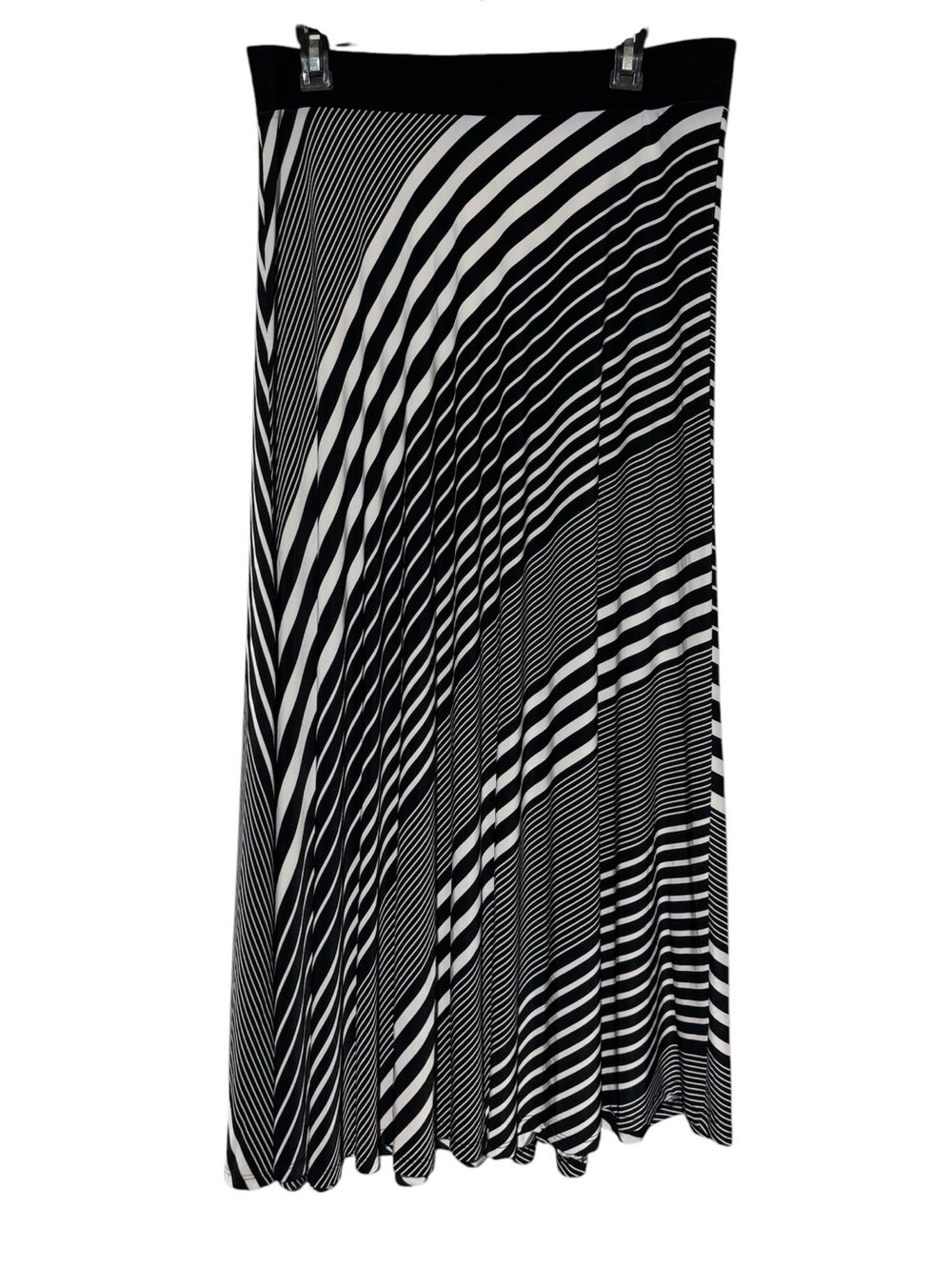 INC NWT‎ Jersey Knit Maxi Skirt Size Large Black White Striped Summer Stretch
